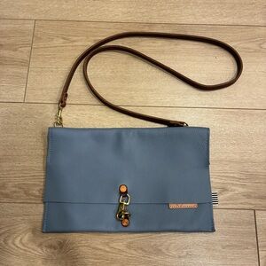 Meanwhile Back on the Farm Seafoam Leather Foldover Clutch & Crossbody Blue